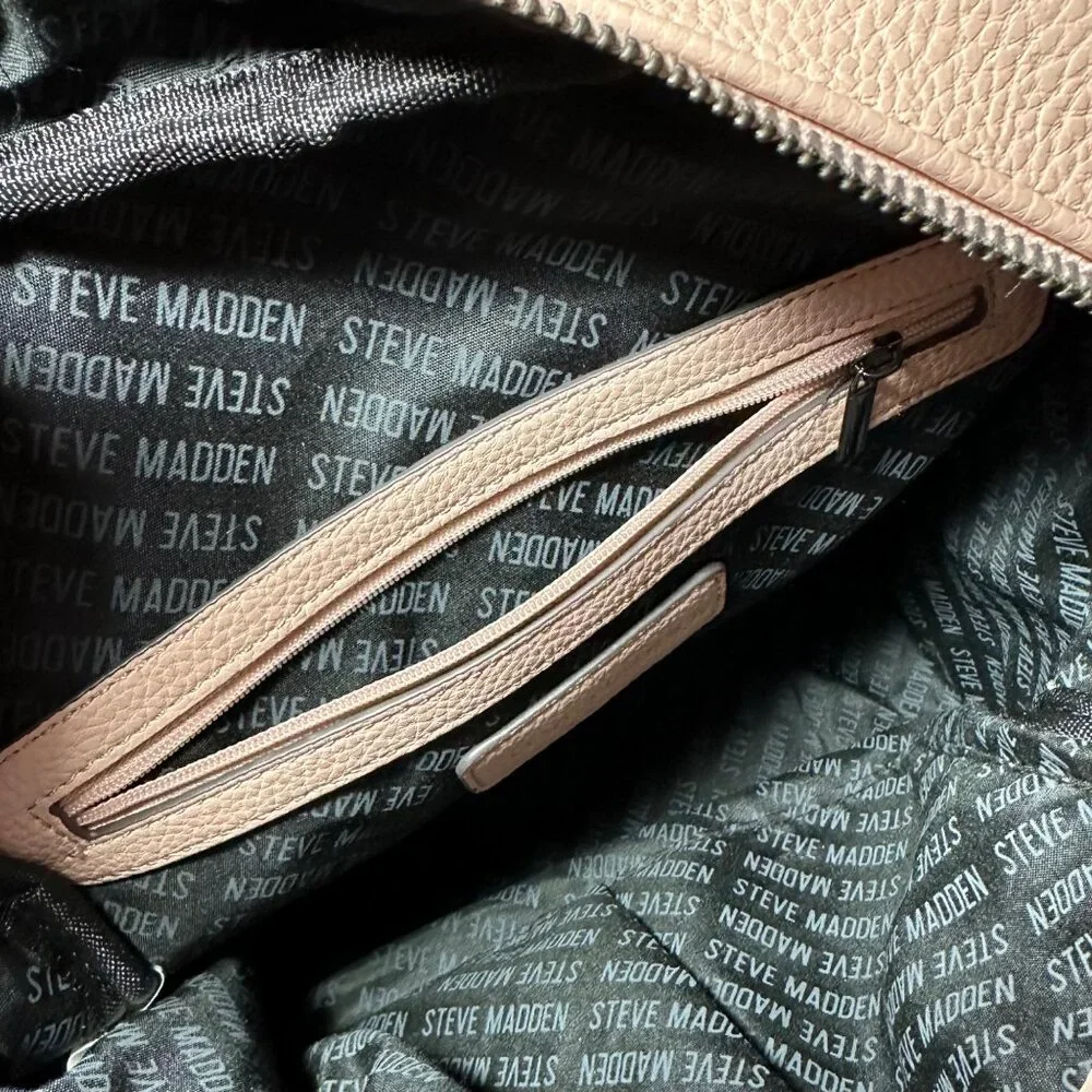 Steve Madden Logo Backpack Shoulder Bag Purse Blush Pink - Picture 11 of 12